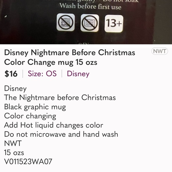 ****Donated****Disney Jack Skellington Color changing mug - Picture 5 of 7